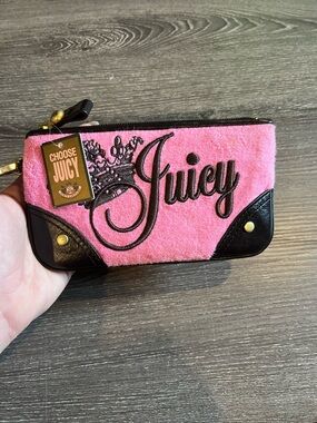 Rare Vintage Juicy Couture Pink Zip Wristlet Wallet